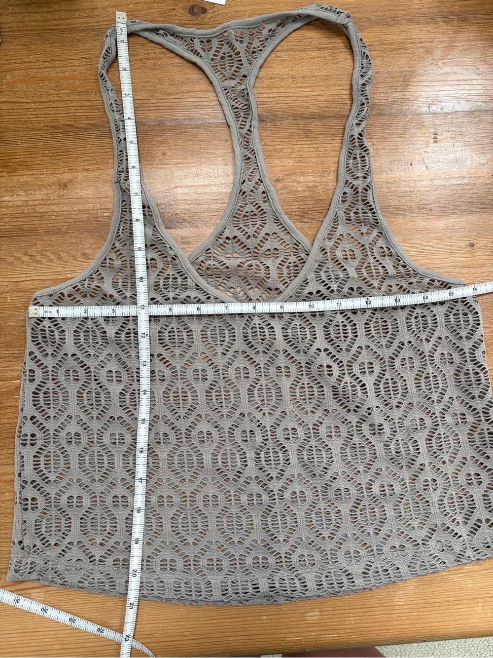Lace Racerback Tank Top in Gray - Picture 4 of 6